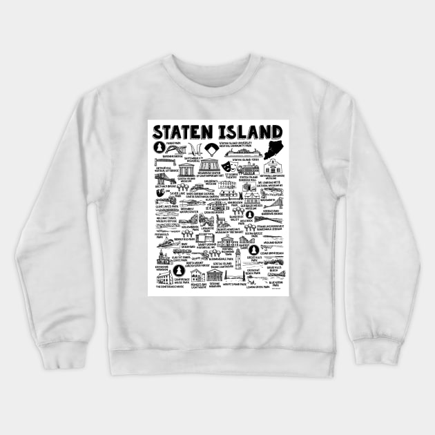 Staten Island Map Art Crewneck Sweatshirt by fiberandgloss